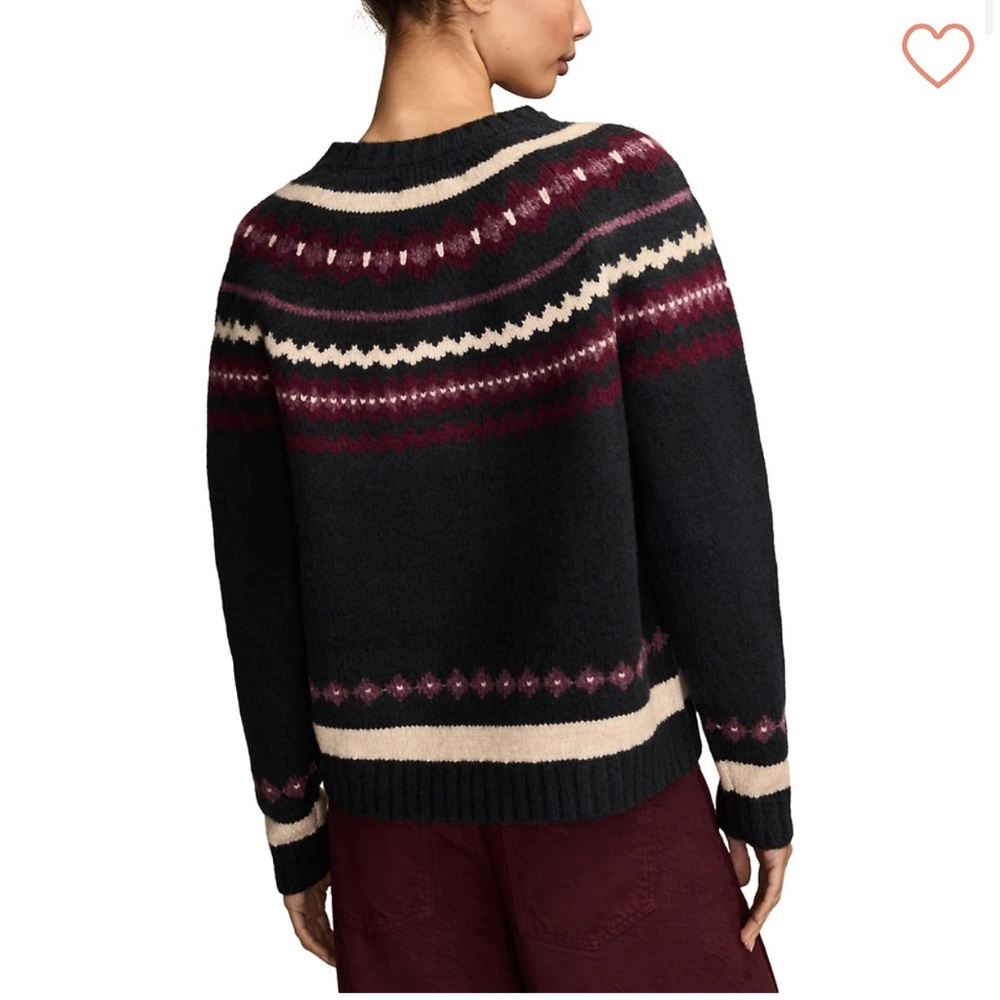 Lucky Brand Fair Isle Wool Blend Crewneck Sweater Multicolor Navy Size Medium - Picture 7 of 12